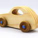 Handmade Wood Toy Car Finished with Clear Shellac and Metallic Blue Acrylic Paint, Classic 1957 Bug From My Play Pal Collection