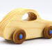 Handmade Wood Toy Car Finished with Clear Shellac and Metallic Blue Acrylic Paint, Classic 1957 Bug From My Play Pal Collection