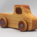 Wood Toy Pickup Truck Handmade and Finished with Amber Shellac and Metallic Sapphire Blue Paint From My Play Pal Collection