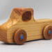 Wood Toy Pickup Truck Handmade and Finished with Amber Shellac and Metallic Sapphire Blue Paint From My Play Pal Collection