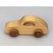 Handmade Wood Toy Car Hand Finished With Clear And Amber Shellac And Trimmed With Metallic Saphire Blue Acrylic Paint