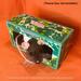 A bareback rat plushie with brown markings pokes his head out of a tissue box. Text reads: Tissue box not included.