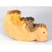 Handmade wooden puzzle featuring a family of koalas, including a mom and two joeys, that can be stacked or displayed freestanding as a toy animal.