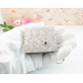 small trinket box upcycled from vintage silverplate platter. Hinge lid, garnet on lid