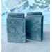 Coconut milk soap scented with Sweater Weather type, swirled gray and indigo blue