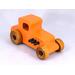 Handmade Wood Toy Car Hot Rod '27 T-Coupe Finished with Pumpkin Orange and Black Acrylic Paint and Amber Shellac