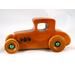 Handmade Wood Toy Car Hot Rod '27 T-Coupe Finished With Multiple Coats Of Amber Shellac With Black And Metallic Emerald Green Acrylic Paint Trim