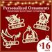 Personalized Handmade Christmas Ornaments Your Choice Santa Sleigh Teddy Bear Peace Dove Or Nativity