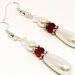 Pearl Drop Red Crystal Elegant Beaded Earrings