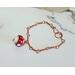 Red Amanita Muscaria Lampwork Glass Mushroom Copper Wire Wrapped Bracelet