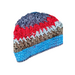 Blues textured beanie with pop of red and gray