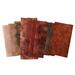 red brown stash bundle of hand dyed quilting cotton, 10 small cuts, suitable for applique or crafting
