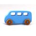 A Handmade wood toy mini van hand-painted baby blue with metallic sapphire blue trim and wheels finished with nonmarring amber shellac from my Play Pall Collection.