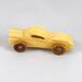 Handmade Wood Toy Car Hand FInished with a Custom Blend of Mineral Oil and Waxes, Amber Shellac, and Metallic Sapphire Blue Acrylic Paint Trim Itty Bitty Vett From My Itty Bitty Car Collection.