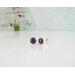 Simple gemstone stud earrings, 6mm round smooth Amethyst gemstone set in 999 fine silver bezel cup, 925 sterling silver post and butterfly earnut