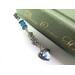Silver tone Shepard's hook bookmark decorated in cheery little metal flowers and hung with a hand wired dangle of an abalone shell heart.