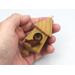 Handmade miniature birdhouse ornament crafted from select hardwoods, featuring a meticulous finish with a beeswax and oil blend—a collectible and charming decorative piece.