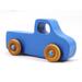 Handmade Wood Toy Truck  Painted Indigo Blue With Metallic Metallic Saphire Blue Trim and Amber Shellac Wheels From My Play Pal Collection - Made To Order