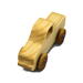 Handmade wooden toy pickup truck finished with a blend of mineral oil and beeswax and painted with metallic sapphire blue trim.