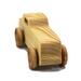 Handmade wooden toy car finished with mineral oil and beeswax, for kids aged three and up.