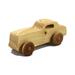 Handmade wooden toy car finished with mineral oil and beeswax, for kids aged three and up.