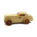 Handmade wooden toy car finished with mineral oil and beeswax, for kids aged three and up.
