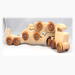 Handmade wooden toy truck play set includes three cars and a tractor-trailer finished with clear and amber shellac with metallic sapphire blue trim.