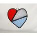 Stained glass heart in red, white, and blue
