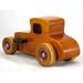 Handmade wooden toy car '27 T-Coupe, finished with amber shellac, metallic purple, and black acrylic paint. Made to order.