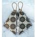 Snowflake earrings - wood and fabric dangle earrings by Madera design studio
