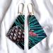 Winter pine earrings - wood and fabric dangle earrings