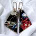 Floral dangle earrings - wood and fabric by Madera Design Studio