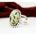 Green Turquoise with brown matrix sterling silver statement ring for women, girls, unisex adults, with unique tapered wide narrow open band