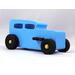 Handmade Wooden Toy Car inspired by the Hot Rod Classic 1932 Sedan. Painted Baby Blue with Metallic Gold and Black trim. - Made To Order