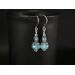 Aqua chalcedony, apatite, and sterling silver earrings.
