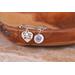Silver wire bangle bracelet features a custom Dad fingerprint charm, and second heart-shaped Forever in my heart charm with pearl dangle.