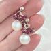 White button pearl earrings topped with a cluster of red garnet wire wrapped beads in sterling silver by MariesGems.