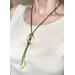 Peridot jasper donut pendant and teardrop tassels with bronze SilverSilk knitted wire chain.