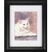 White cat in black frame