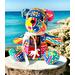 Colorful Memory Bear with Patches and Ribbon