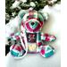 Fleece Memory Bear with Patches and Ribbon