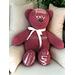 Maroon Memory Bear with White Words and a Ribbon