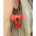 Engraved Red Bow Earrings