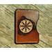Helm of Awe Handmade Leather Card Wallet in Warm Brown With Natural Tan Stitching