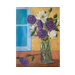 white and purple flowers in glass vase still life painting