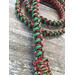 red and greed paracord dog leash 60" hugs and kisses design