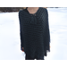 Women's Nursing Access Poncho with tassel drawstring that covers the shoulders and extends to the knees Features dark teal soft acrylic yarn crochet  in a shell stitch pattern. One Size Fits All.