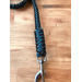 Turquoise and brown paracord double dog leash 63"