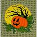 Moon and Pumpkin on Olive Towel