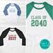 Personalized Grow with Me Raglan Shirt in School Colors with Graduation Year, Custom Graduation Gift for Preschool Graduate, Oversized Shirt for Kindergarten Graduation, End of the School Year T-shirts
